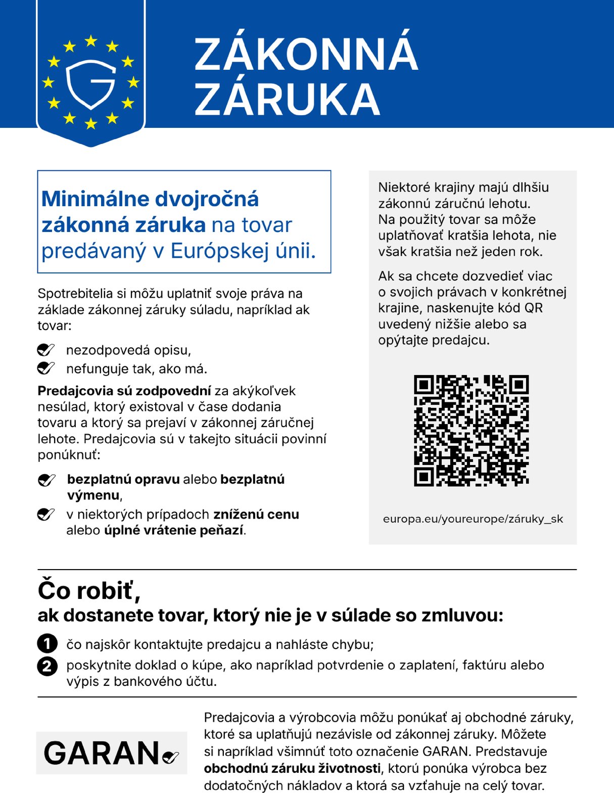 Harmonizované oznámenie o zákonnej záruke súladu
